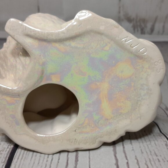 Holy Family Statue Joseph Mary Baby Jesus Ceramic Atlantic Mold Iridescent Pearl - Picture 11 of 16